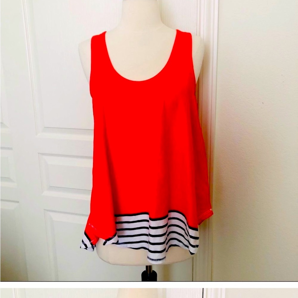 Anthropologie Deletta Swing Tank keyhole stripes